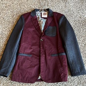 Platini Double Button Burgundy Black Blazer Size S